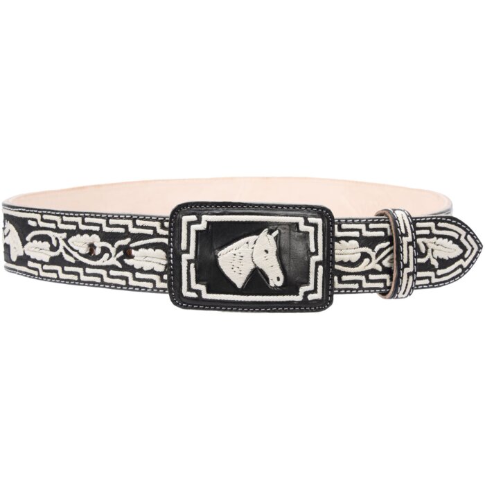 Cinto Charro Piteado Negro Diseño Caballo WD 11-1681