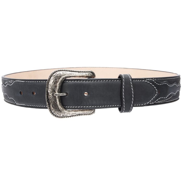 Cinto Rodeo Negro De Piel Para Mujer WD 11-1592