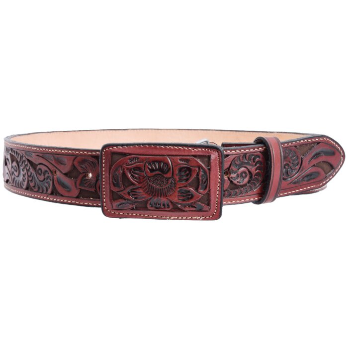 Cinto Vaquero Piel Cincelado Color Cognac WD 11-1532