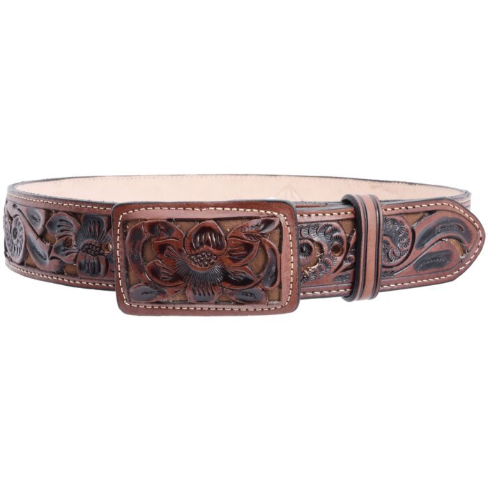 Cinto Vaquero Piel Cincelada Color Café WD 11-1534