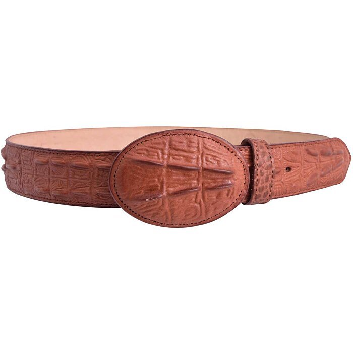 Cinto Vaquero Grabado Cocodrilo WD 11-1486 Color Cognac