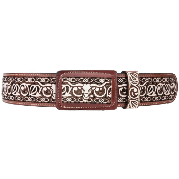 Cinto Vaquero Cabeza De Toro Corte Laser Café WD 11-1529