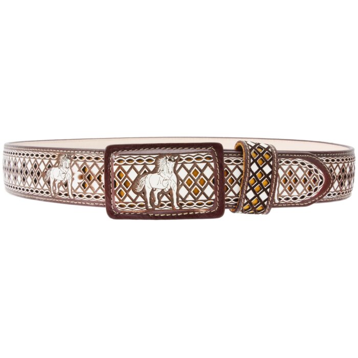 Cinto Vaquero Caballo Corte Laser Color Shedrón WD 11-1531