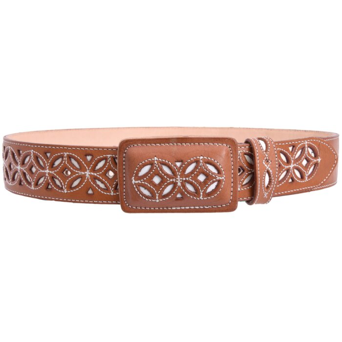 Cinto Vaquero Navajeado Piel Color Natural WD 11-1539