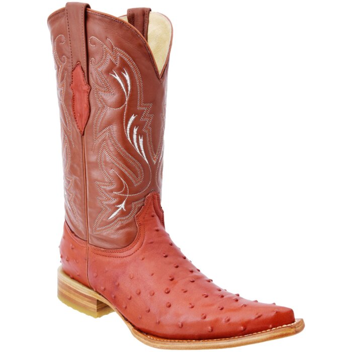 Bota Vaquera Piel Grabado Avestruz Color Cognac WD 11-121