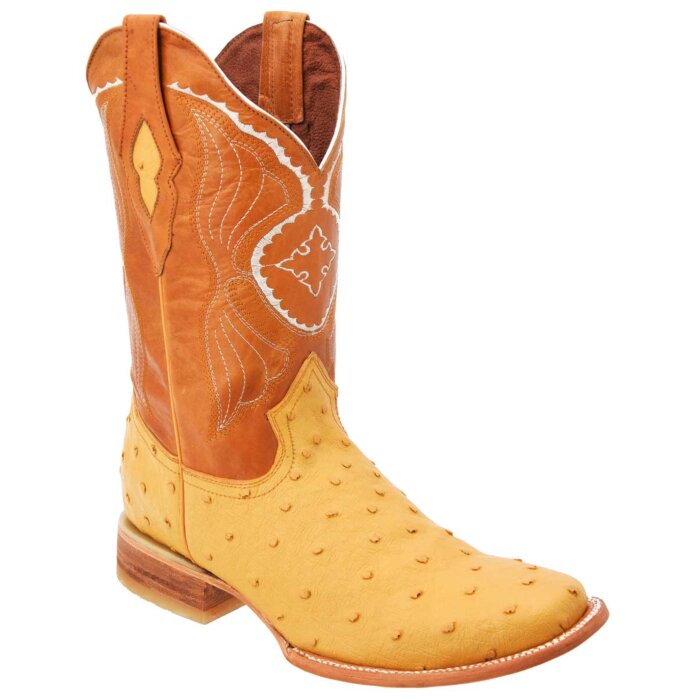 Botas Rodeo Piel Avestruz Clón Color Mantequilla WD 11-306