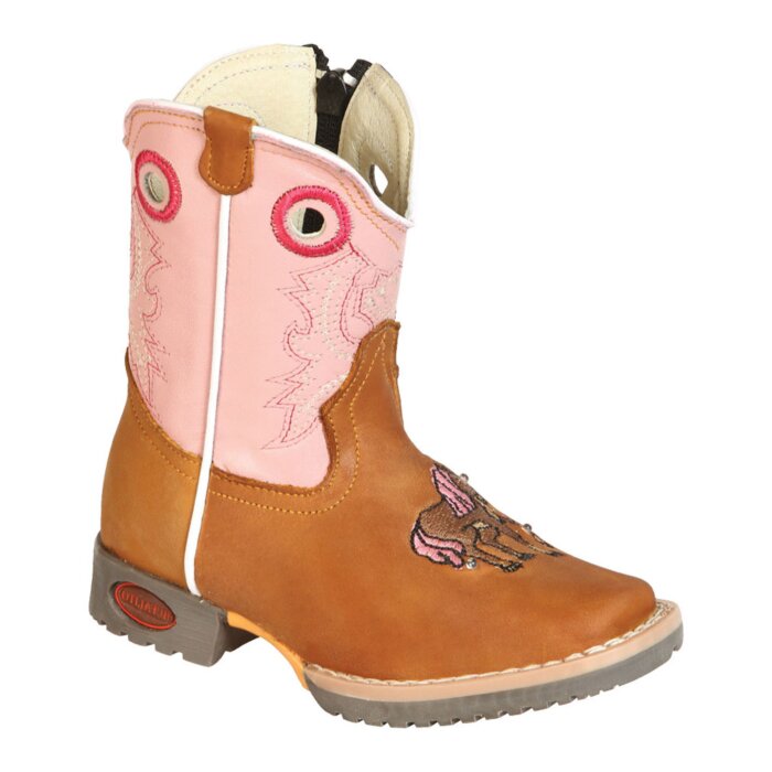 Botas Rodeo Bebé Niña Piel Crazy Ciolor Miel Jar Boots 126577