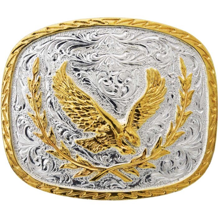 Hebilla Vaquera Color Plata Con Aguila Y Marco Dorado WD 11-1300