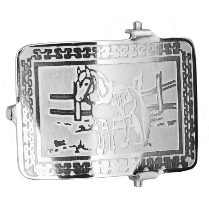 Hebilla Charra Con Imagen De Pony Para Cinto De Niño, Rectangular
