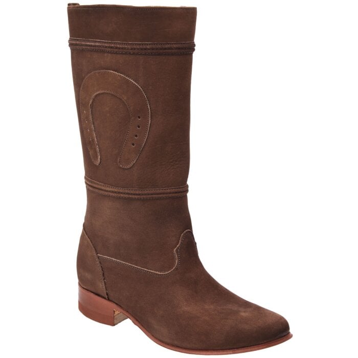 Botas Escaramuza Charra Piel Nobuck De Dama Color Café WD 11-462
