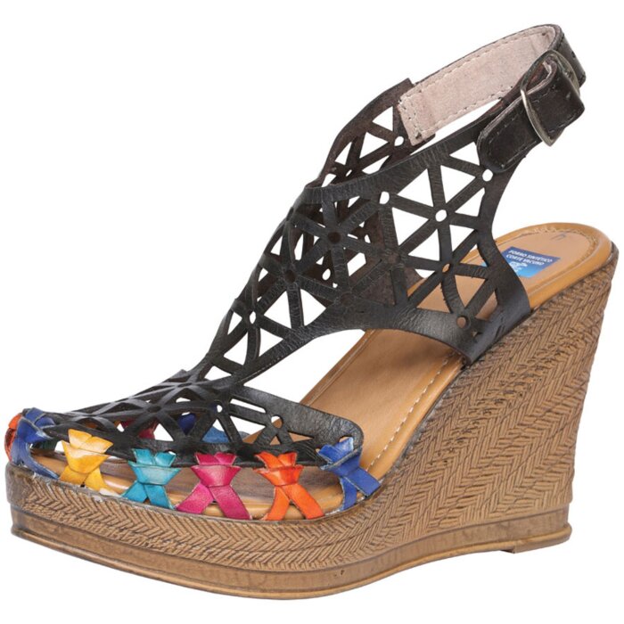 Huarache Artesanal De Piel Color Negro 601939