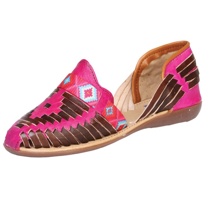 Huarache Artesanal De Piel Color Fiusha 601943