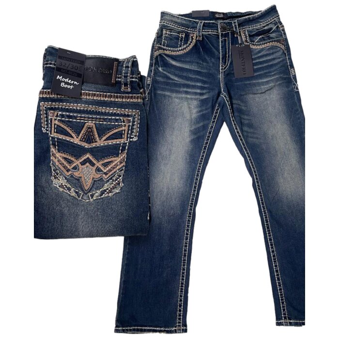 Montero 4620 Dark Blue Jeans for Men with detailed embroidered back pockets