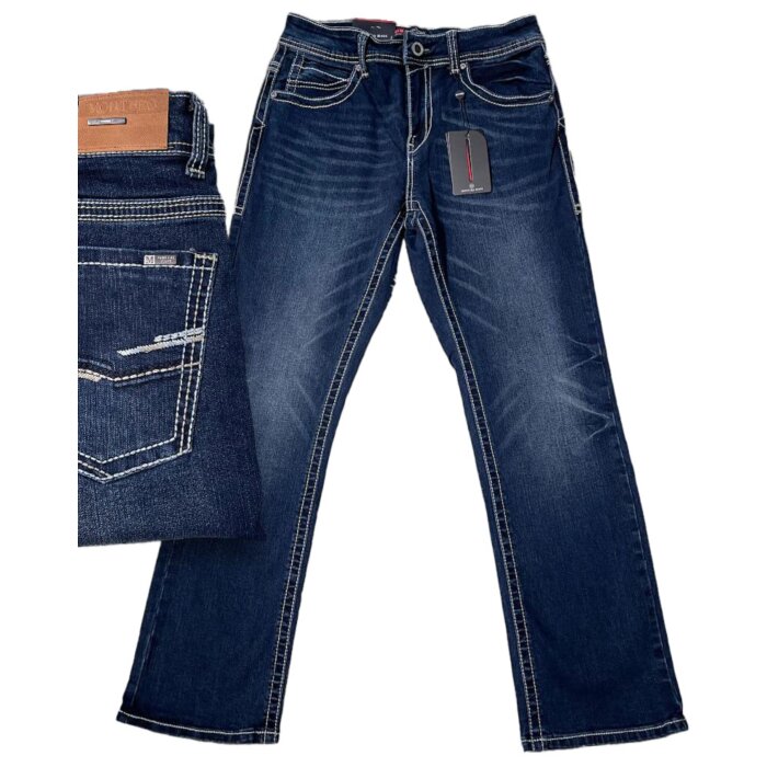 Montero 4626 Dark Blue Modern Boot Cut Jeans with Back Pocket Stitching