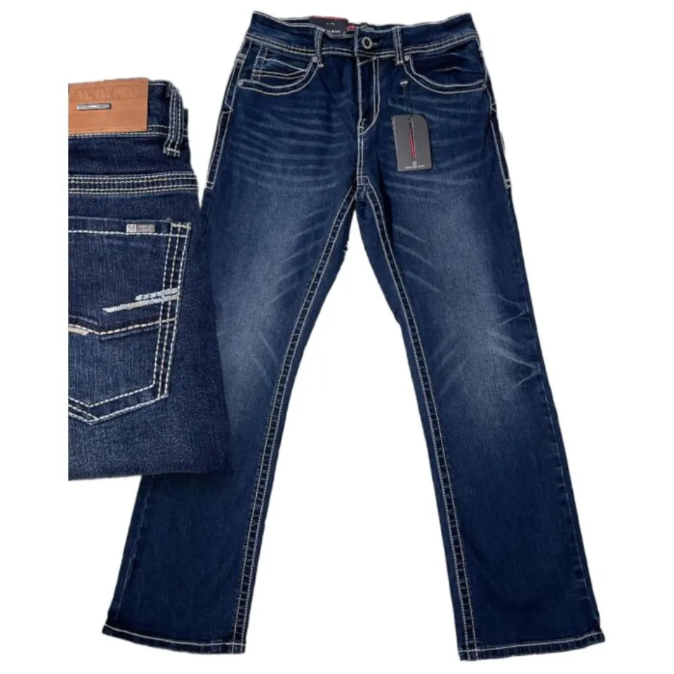 Jeans Montero 4626 Azul Oscuro Corte Moderno Boot con Costura en el Bolsillo Trasero