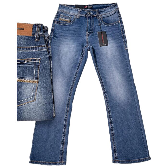 Jeans Montero 4627 Azul Claro Corte Moderno Boot con Costura Detallada en el Bolsillo Trasero