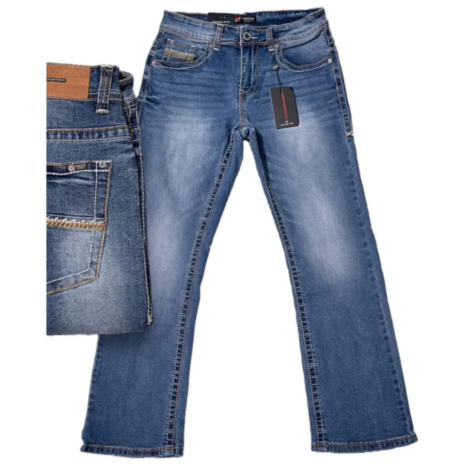 Montero 4627 Light Blue Modern Boot Cut Jeans with Detailed Back Pocket Stitching