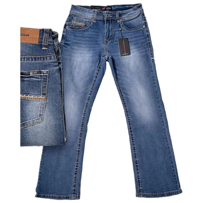 Montero 4627 Light Blue Modern Boot Cut Jeans with Detailed Back Pocket Stitching