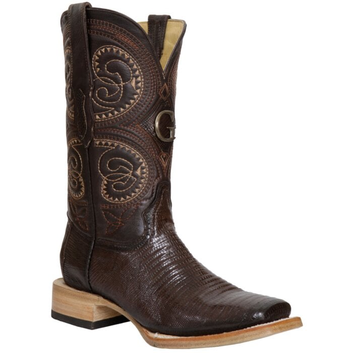 El General 45070 Lizard Brown Boots with Rodeo (Square) Toe