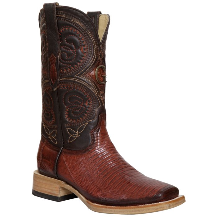 Botas El General 45071 Lizard Cognac con Punta Rodeo (Cuadrada)