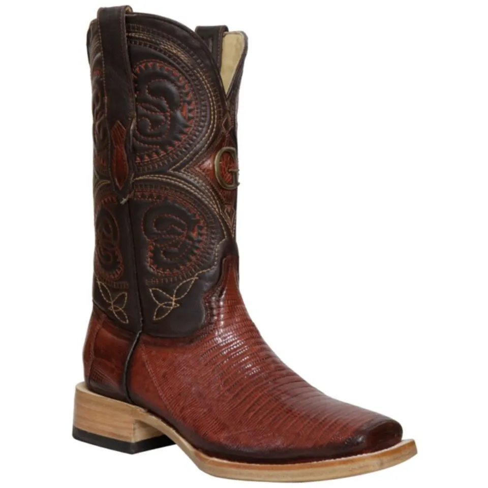 Botas El General 45071 Lizard Cognac con Punta Rodeo (Cuadrada)