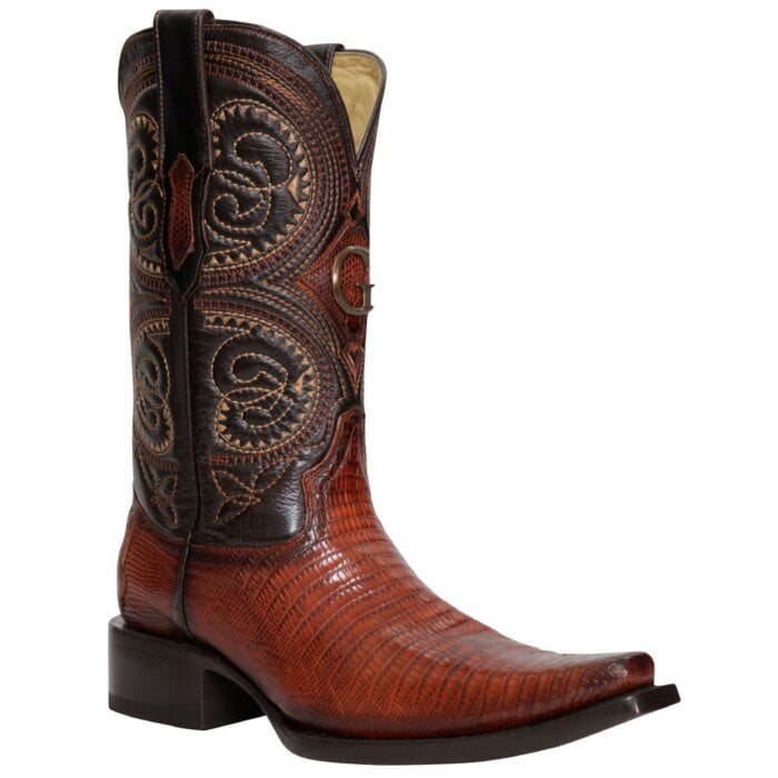 Botas vaqueras El General 45074 de piel de Lizard en color coñac con horma Versace.