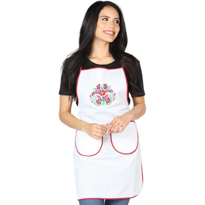 Mandil De Cocina Artesanal Bordado 602965 Blanco