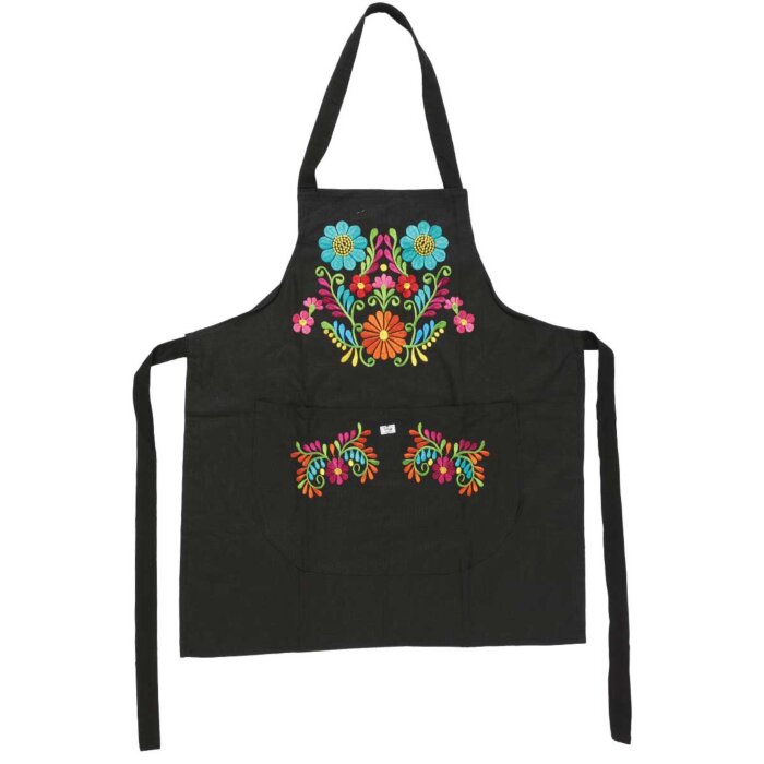 Mandil De Cocina Artesanal Bordado 603197 Negro