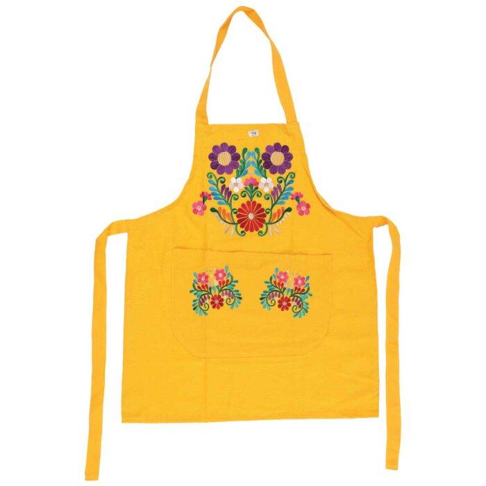Mandil De Cocina Artesanal Bordado 603198 Amarillo