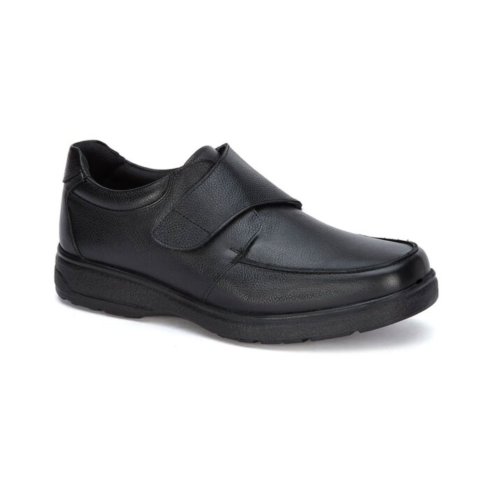 Zapatos De Piel De Cabra Para Hombre Negros Con Cierre De Velcro