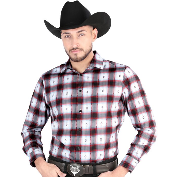 Camisa Vaquera para Hombre Negra con Rojo a Cuadros, Manga Larga – El General 44701