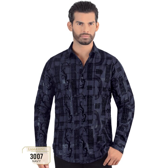Camisa Color Navy Moder Fit Lamasini 3007