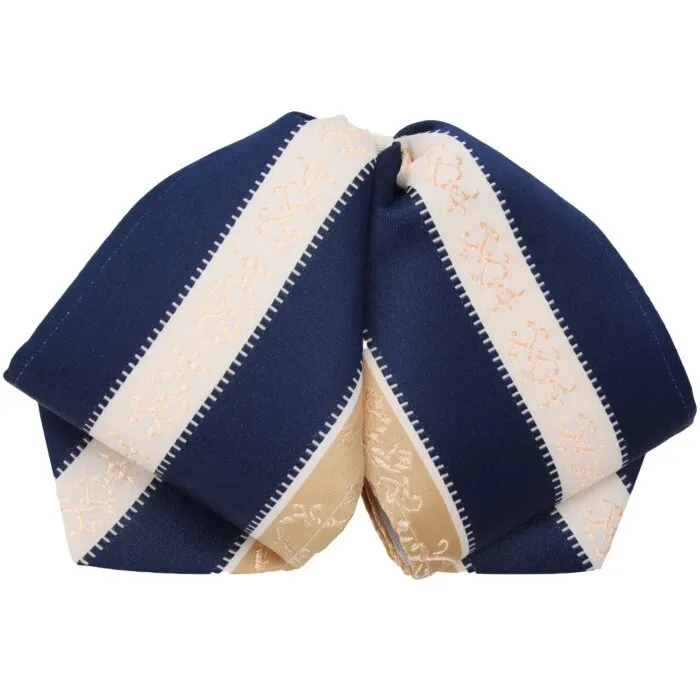 Moño Charro Fino Franjas Color Navy Y Beige WD 11-949