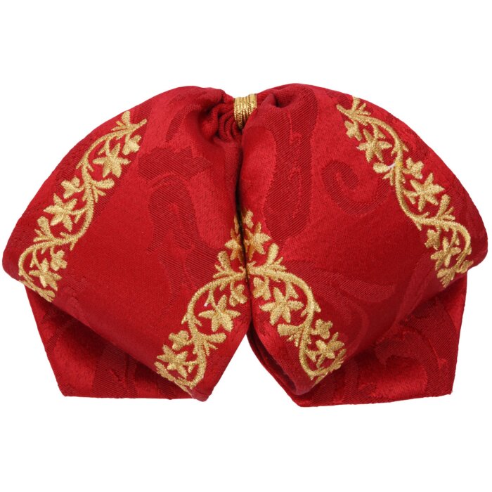 Moño Charro Rojo Fino Bordado Color Oro WD 11-950