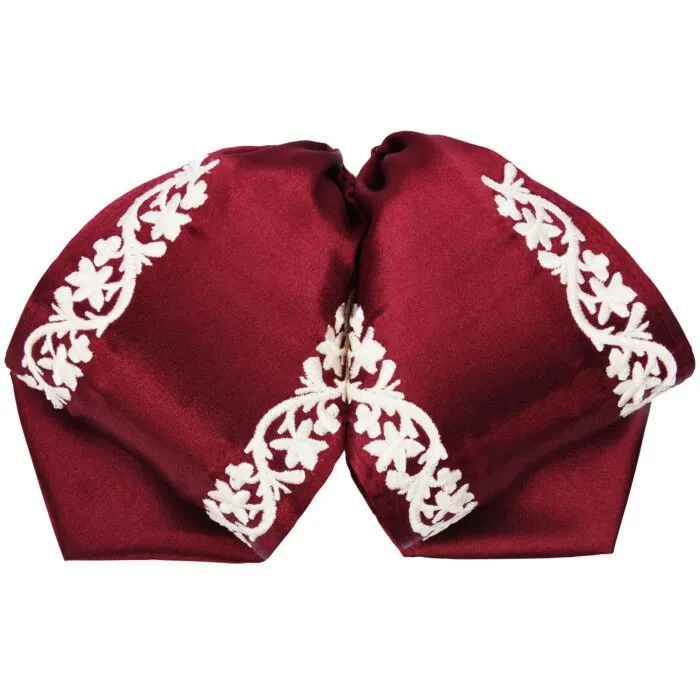Moño Charro Color Vino Fino Bordado Blanco WD 11-951