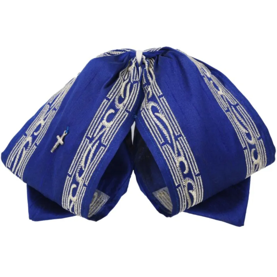 Moño Charro Azul Con Bordado Plata WD 11-956