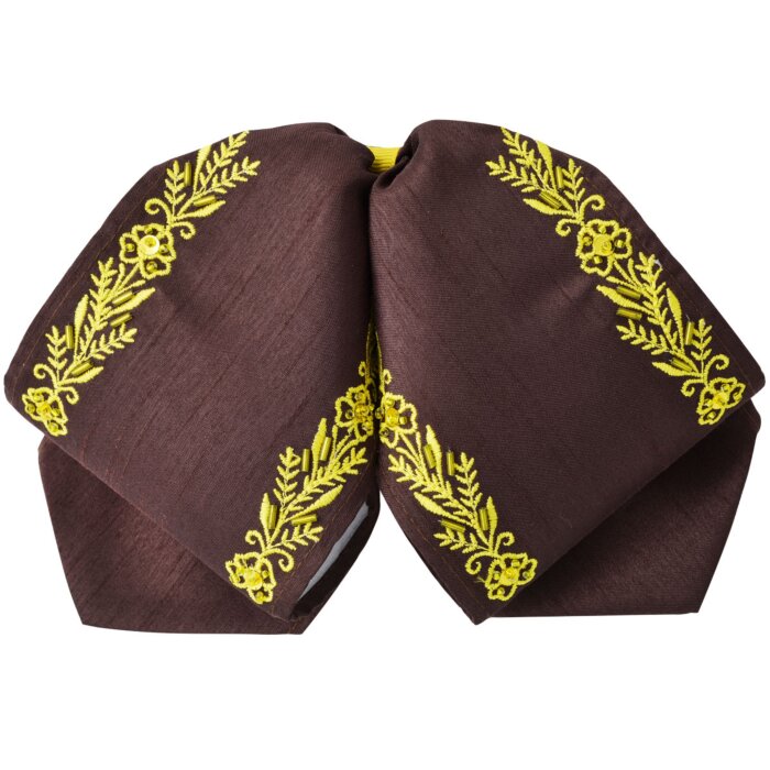 Moño Charro Café Fino Bordado Amarillo WD 11-969