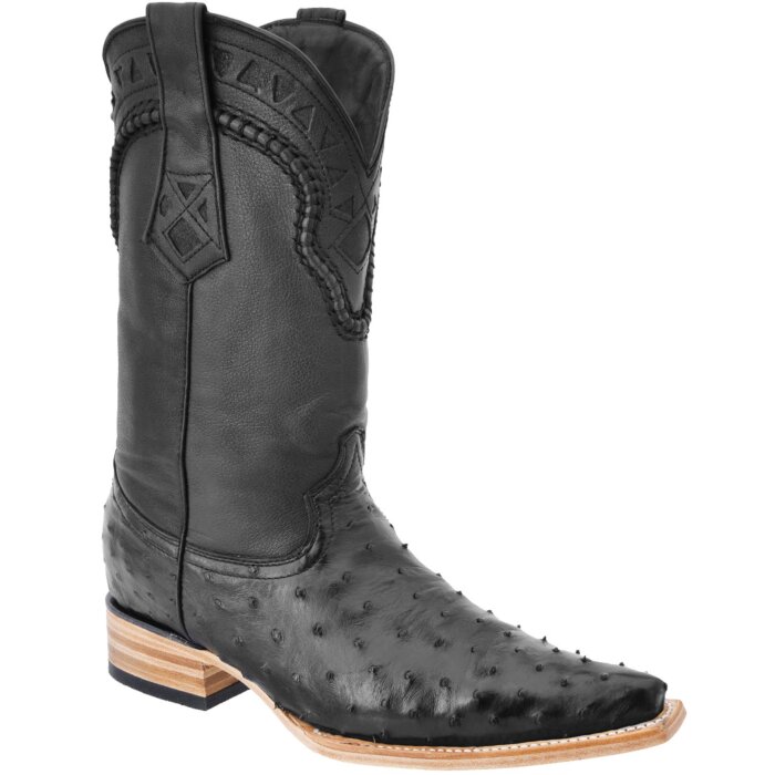 Botas Vaqueras De Avestruz Color Negro WD 11-030
