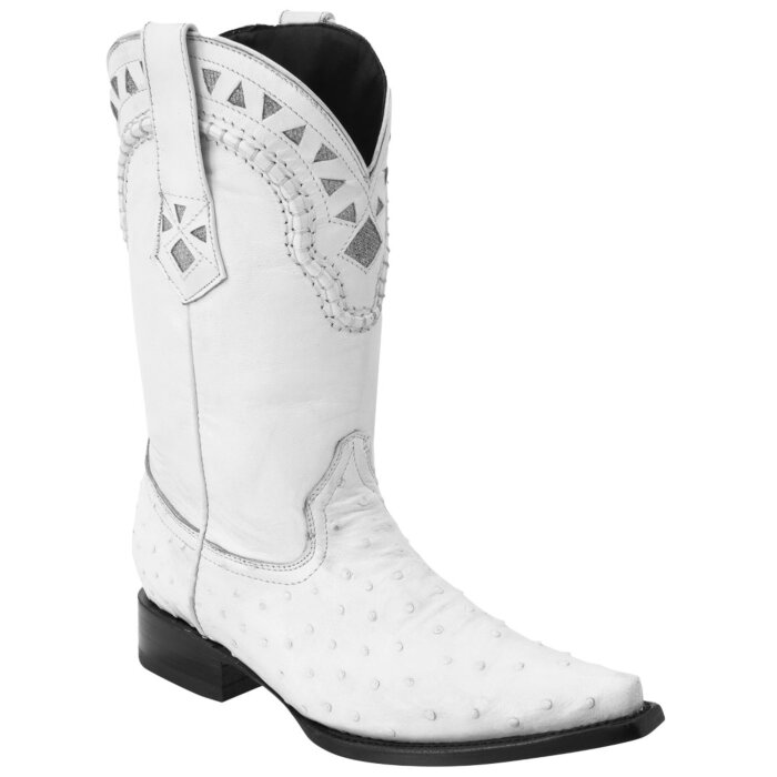 Bota Blanca Vaquera Piel De Avestruz WD 11-034