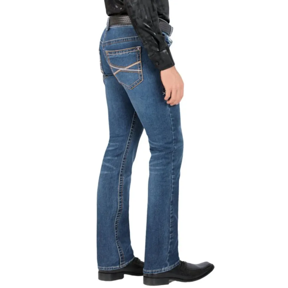 Pantalones Color Azul Medio Corte Recto Para Hombre Lam 1593