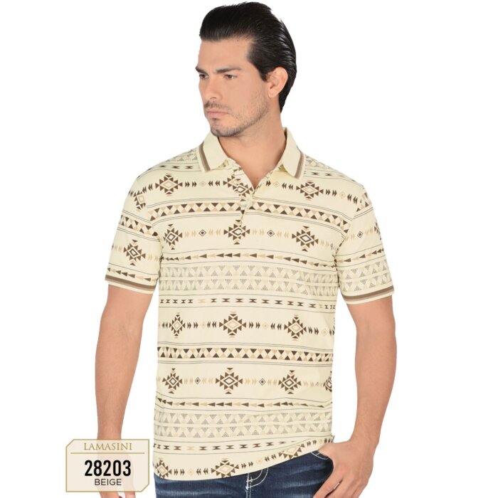 Playera Diseño Geométrico Completo Color Beige Lam 28203