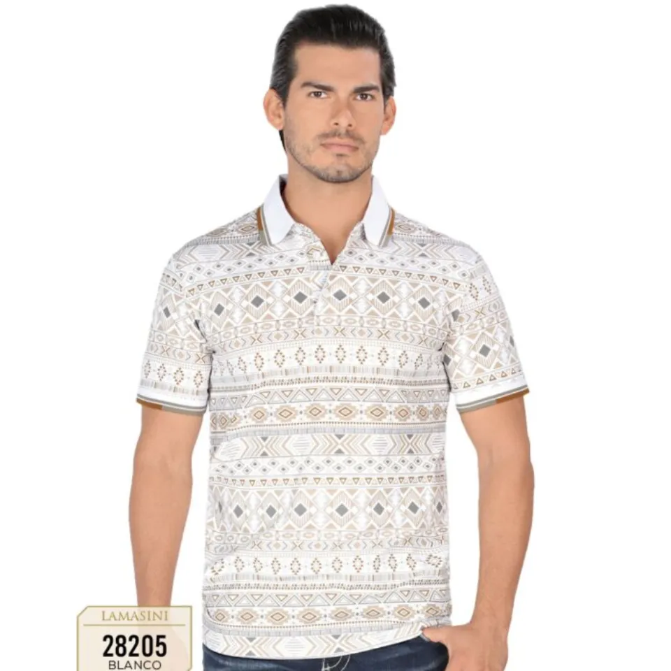 Playera Blanca Diseño Geométrico Completo Lam 28205