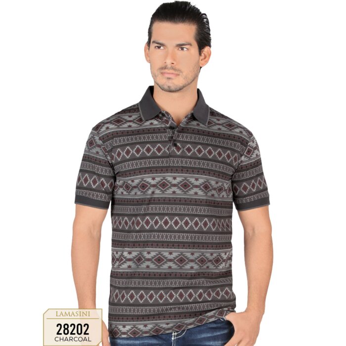 Playera Color Charcoal Diseño Geométrico Completo Lam 28202