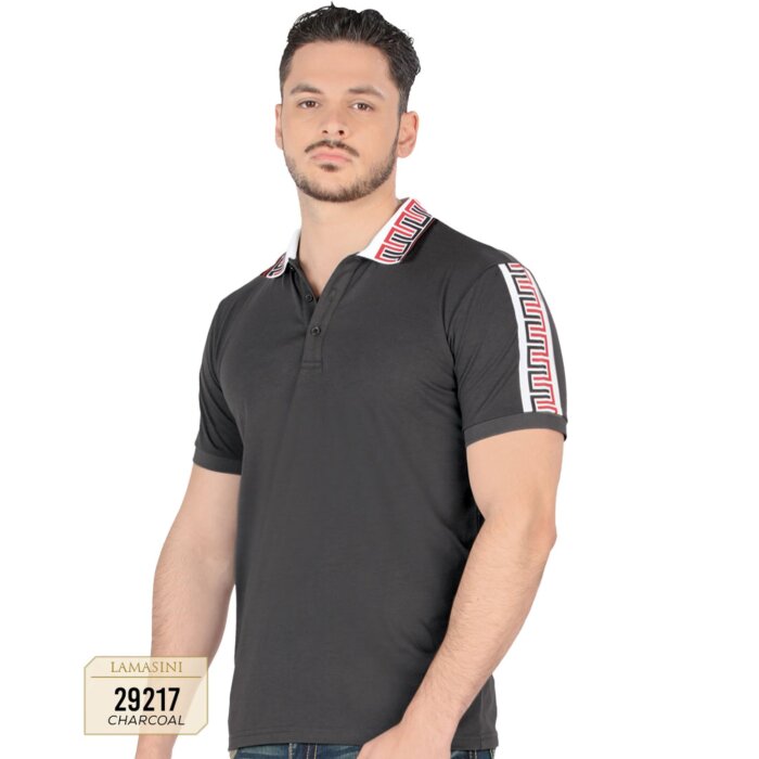 Playera Lamasini Lisa Con Diseño En Cuello y Mangas Color Charcoal 29217