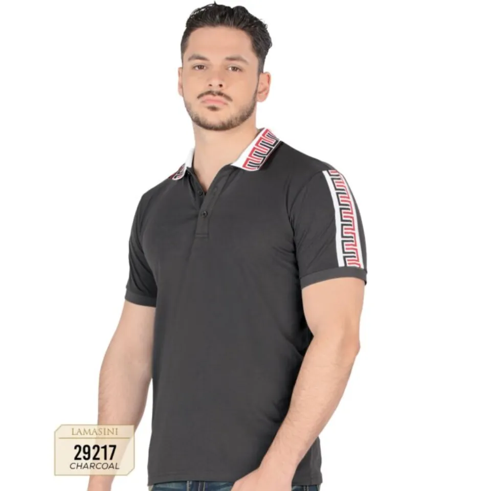 Playera Lamasini Lisa Con Diseño En Cuello y Mangas Color Charcoal 29217