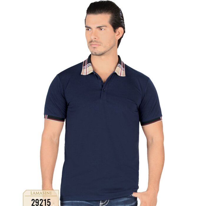 Playera Lisa Color Navy Con Diseño En Cuello Lamasini 29215