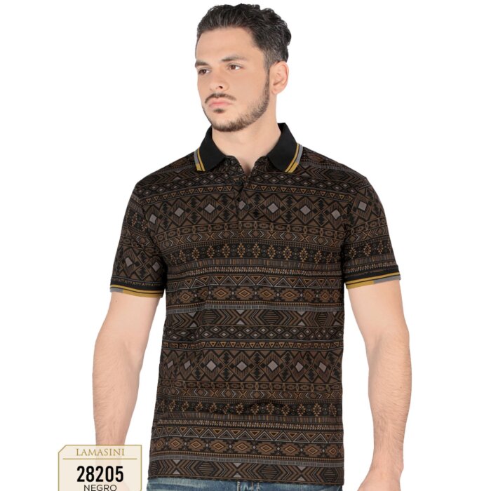 Playera Negra Diseño Geométrico Completo Lam 28205