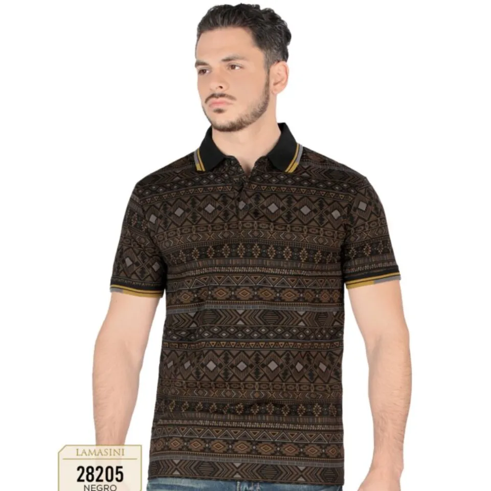 Playera Negra Diseño Geométrico Completo Lam 28205