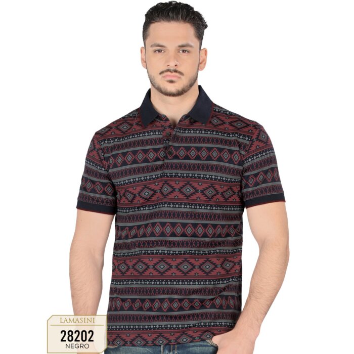 Playera Negra Diseño Geométrico Completo Lam 28202