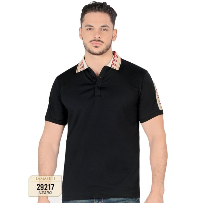 Playera Lamasini Lisa Diseño En Cuello Negra 29217